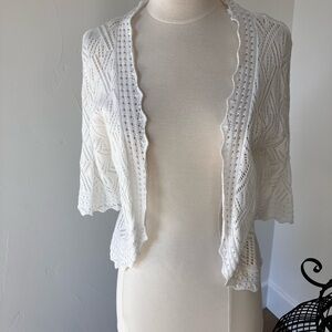 Roz & Ali Snow White  Lace Knit Cardigan shrug